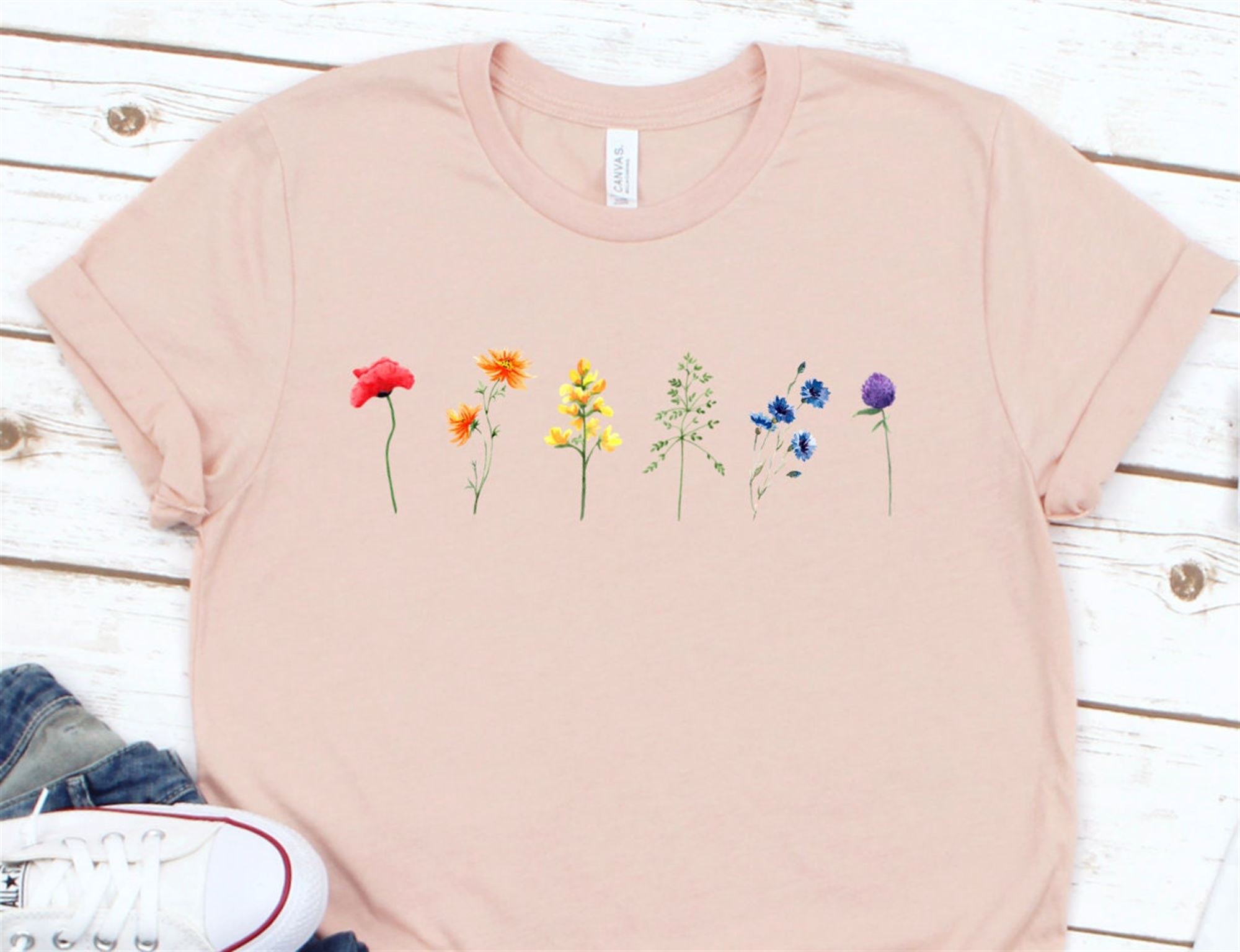 Best Pride Lgbtq Wildflowers Shirt Rainbow Flowers Pride Tee Gay Flower Shirt Cute Pride T-shirt Queer Lesbian Girls Shirt Lgbt Shirts 