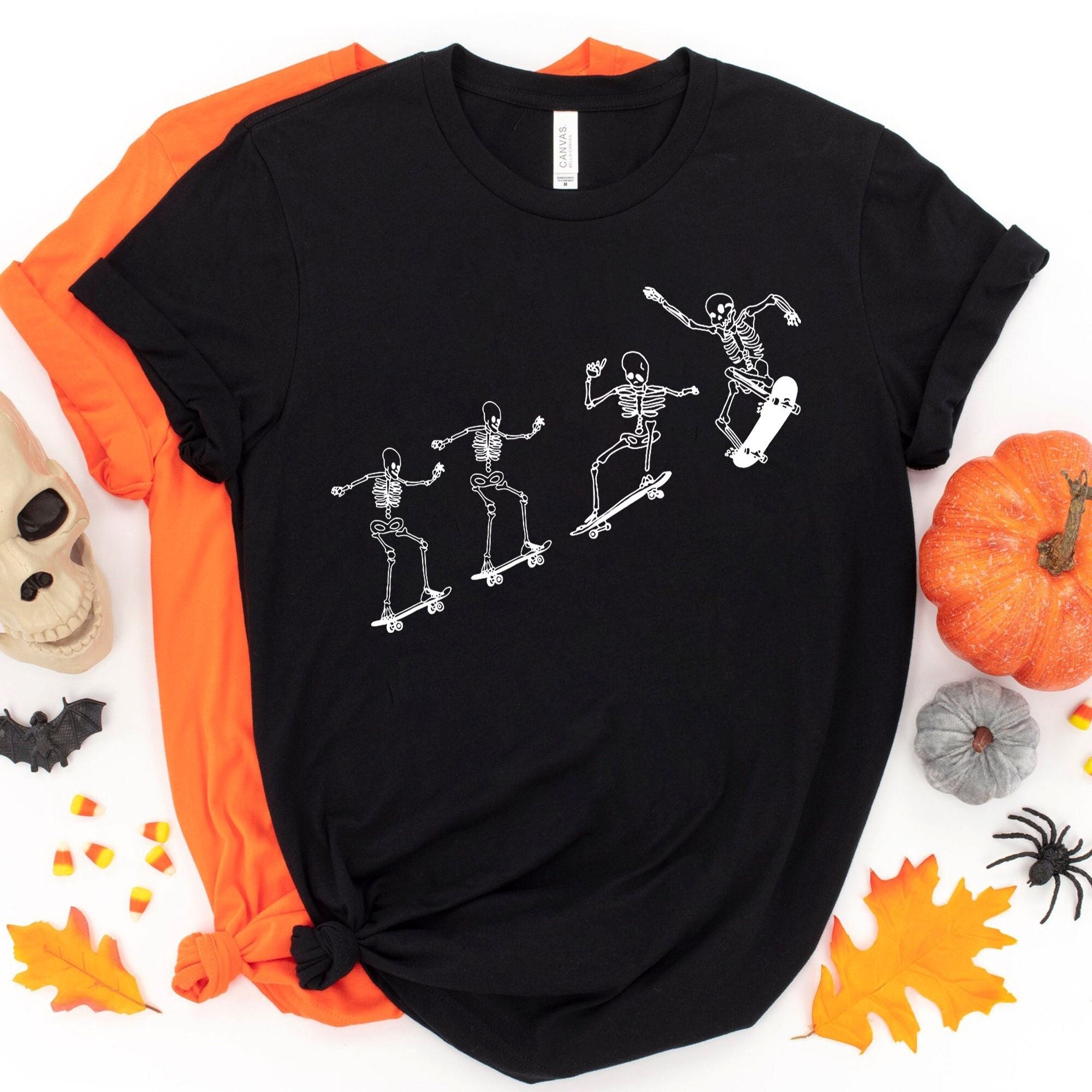 Attractive Skateboarding Skeletons Shirt Halloween Skeleton Shirt Cute Skeleton Shirt Skeleton Shirt Sporty Shirt Skater Gifts Funny Skeleton Tee 