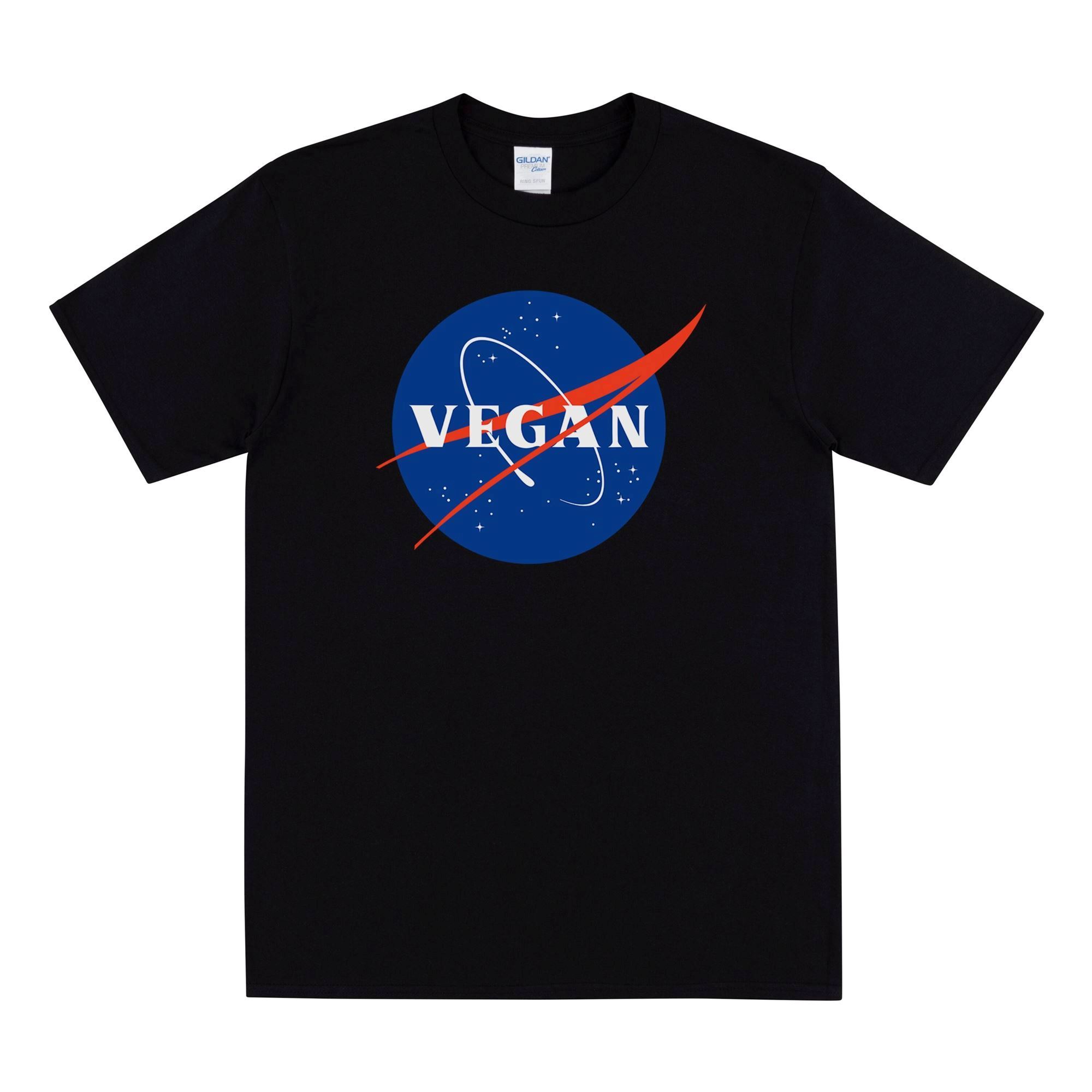 Awesome Vegan T-shirt Men's Nasa Logo T Shirt Gift For Vegetarians I Love Animals Funny Vegan Tshirt Hand Printed Nasa Parody Top Space Theme 