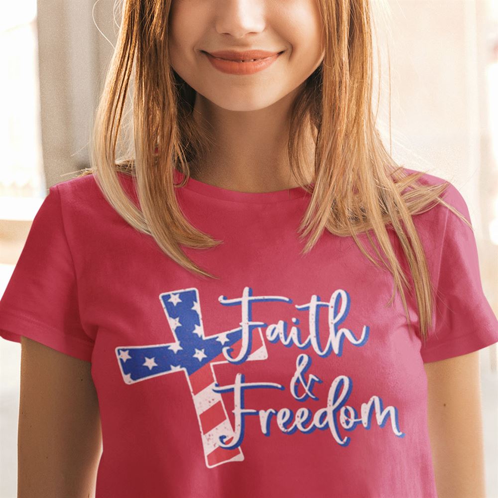Great Faith And Freedom Jesus Cross 4th Of July Shirt 