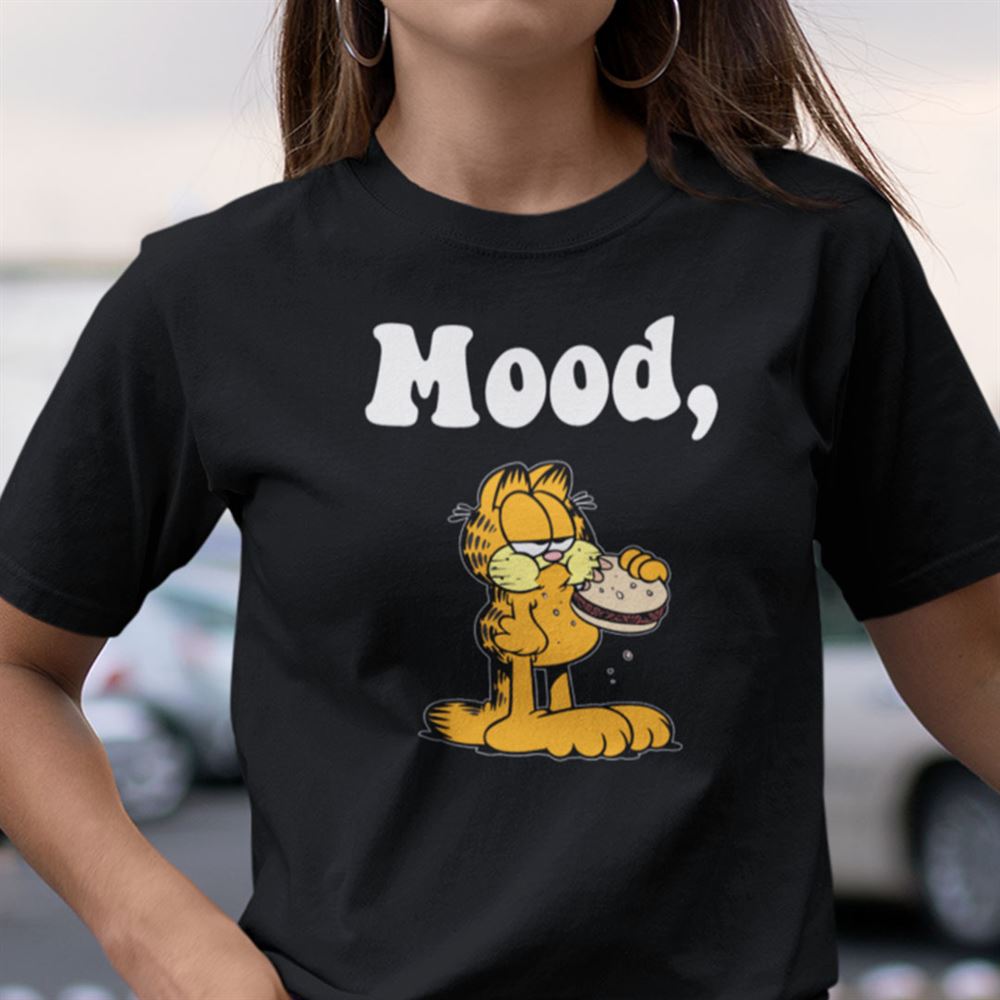 Promotions Garfield Cat T Shirt Garfield Mood Eating Hamburger 