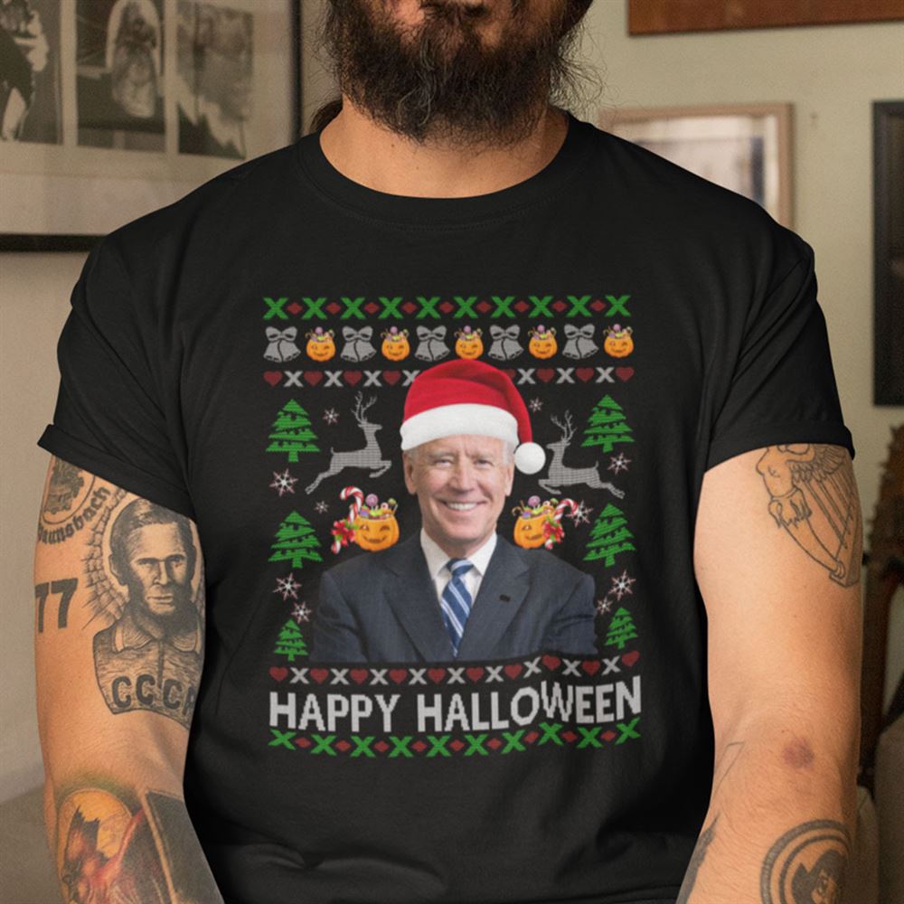 Attractive Happy Halloween Joe Biden Ugly Christmas Shirt 