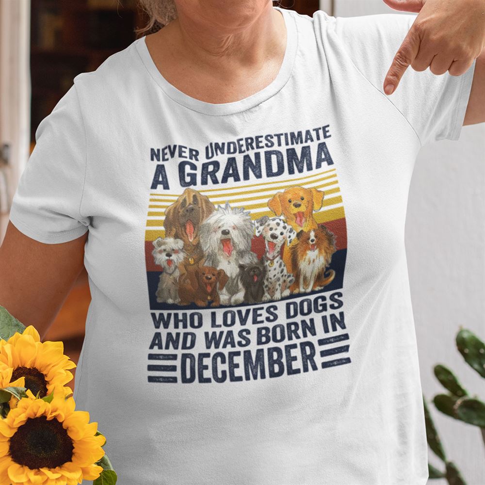 Limited Editon Never Underestimate A Grandma Who Loves Dogs December Shirt 