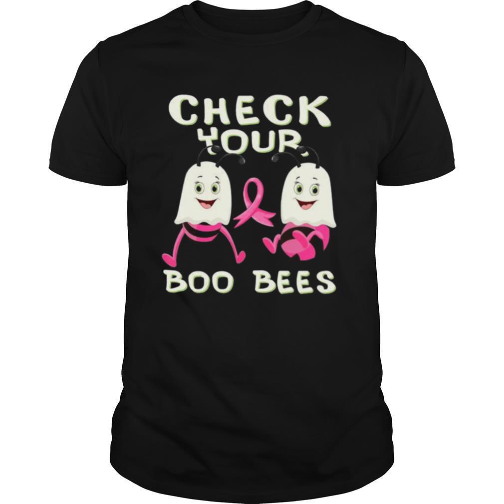 Great Check Your Boo Bees Breast Cancer Ghost Halloween Ribon Fun Shirt 
