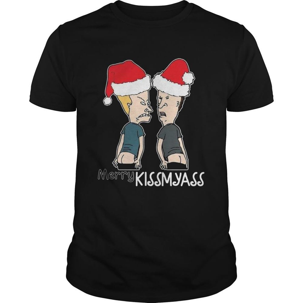 Gifts Christmas Cartoon Characters Naughty Merry Kiss Ass Shirt 