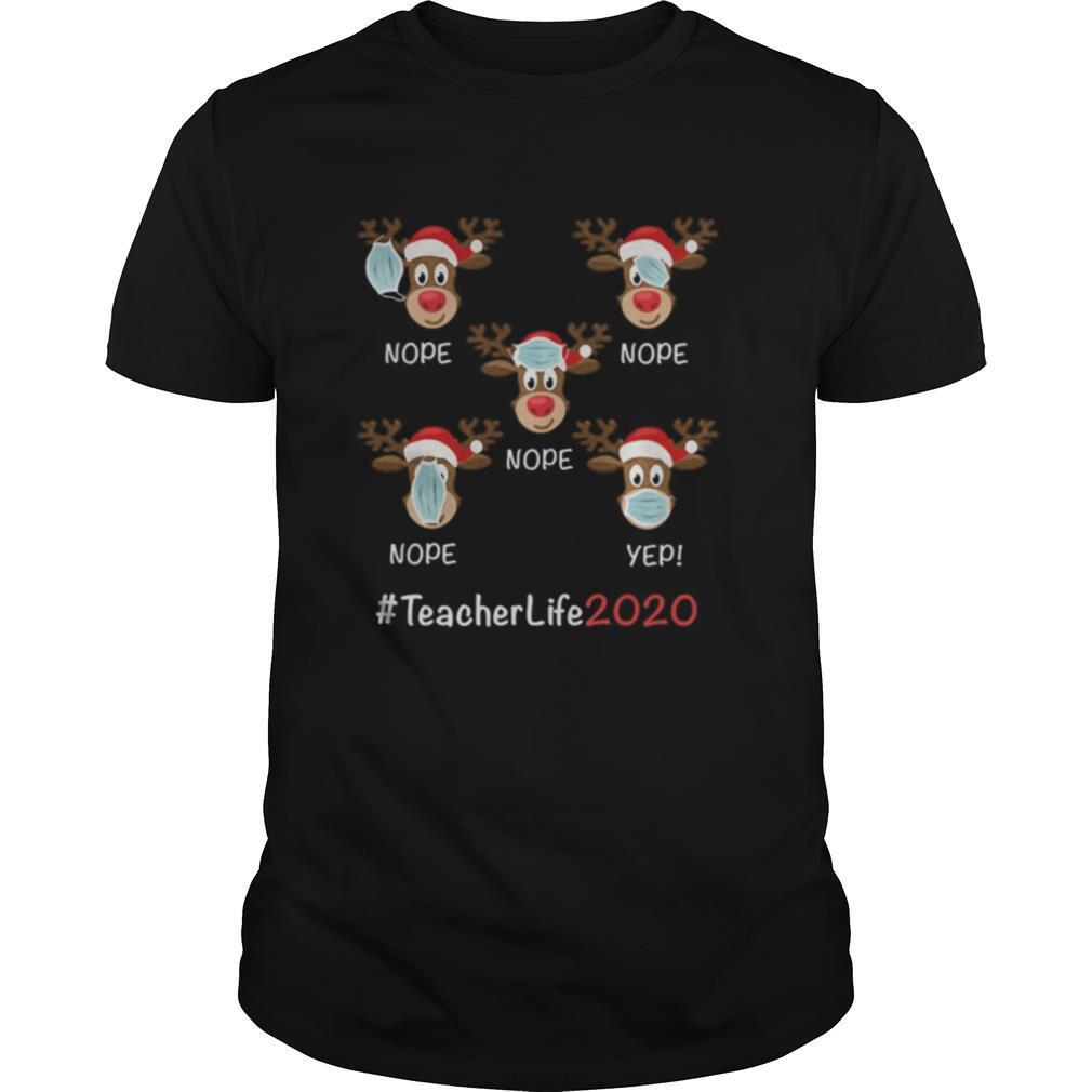 Gifts Christmas Teacher Life 2020 Reindeer Wearing Mask Shirt 