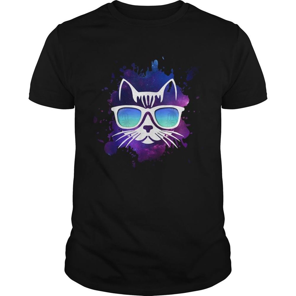Best Cool Cat With Sunglasses Over Space Shirt 