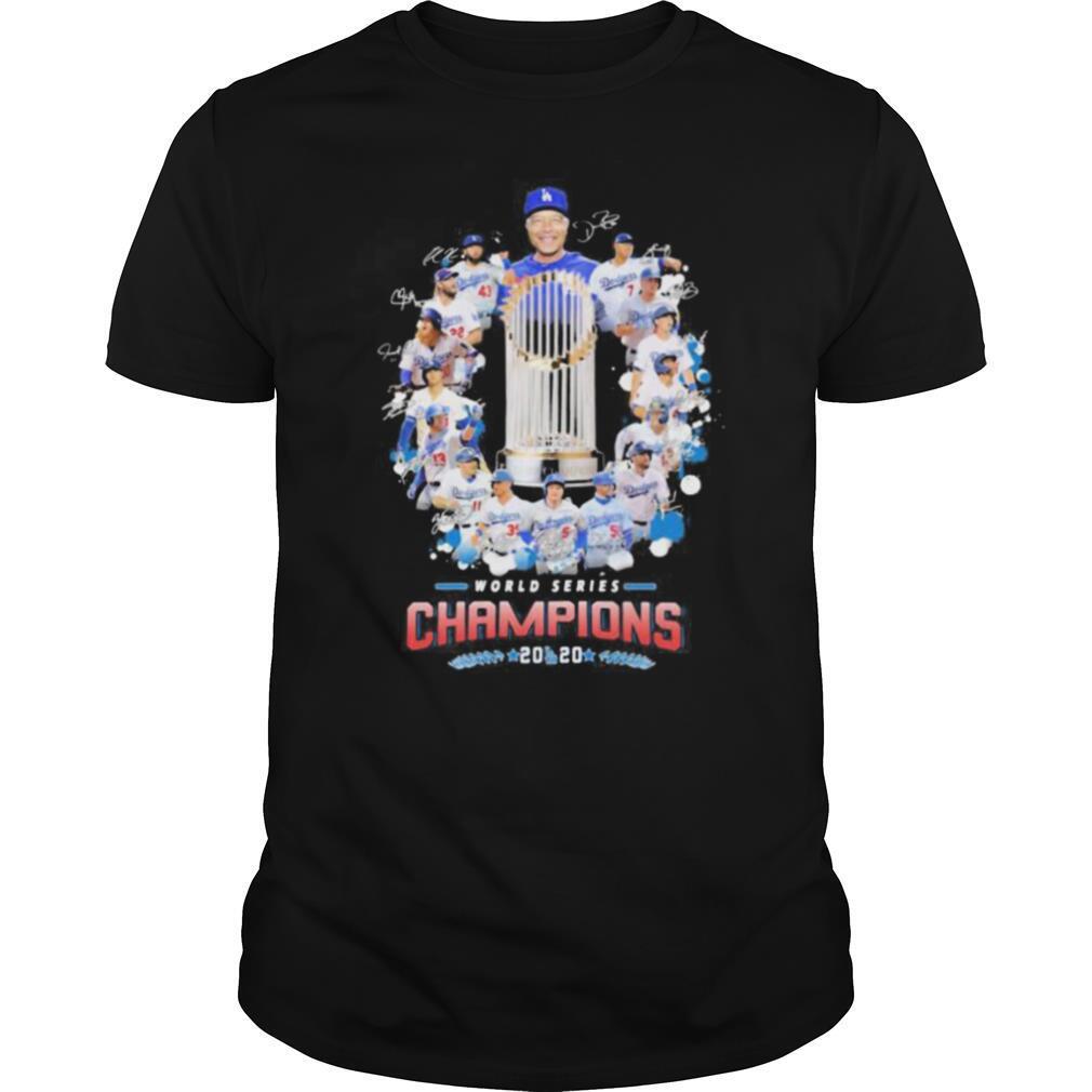 Promotions Cup World Series Champions Los Angeles Dodgers 2020 Signatures Shirt 