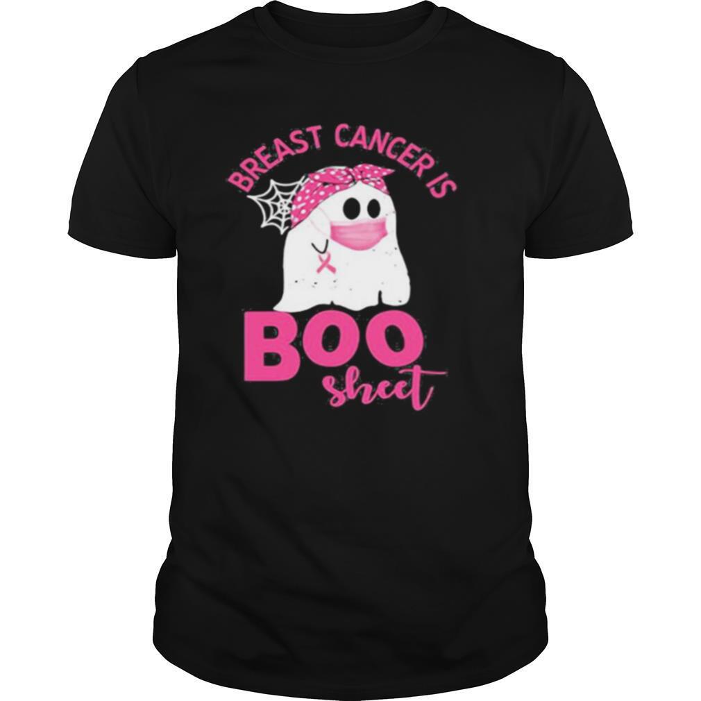 Awesome Halloween Ghost Breast Cancer Awareness Is Boo Sheet Shirt 