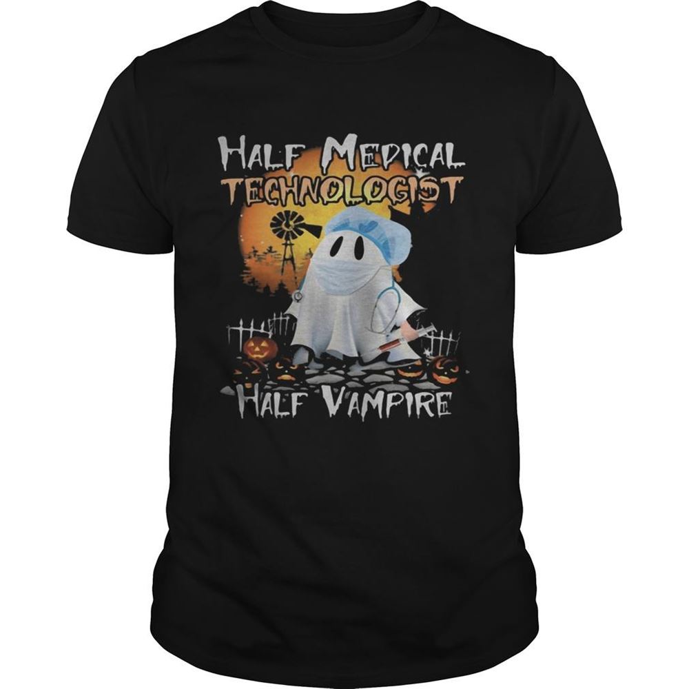 Happy Halloween Ghost Half Medical Technologist Half Vampire Shirt 