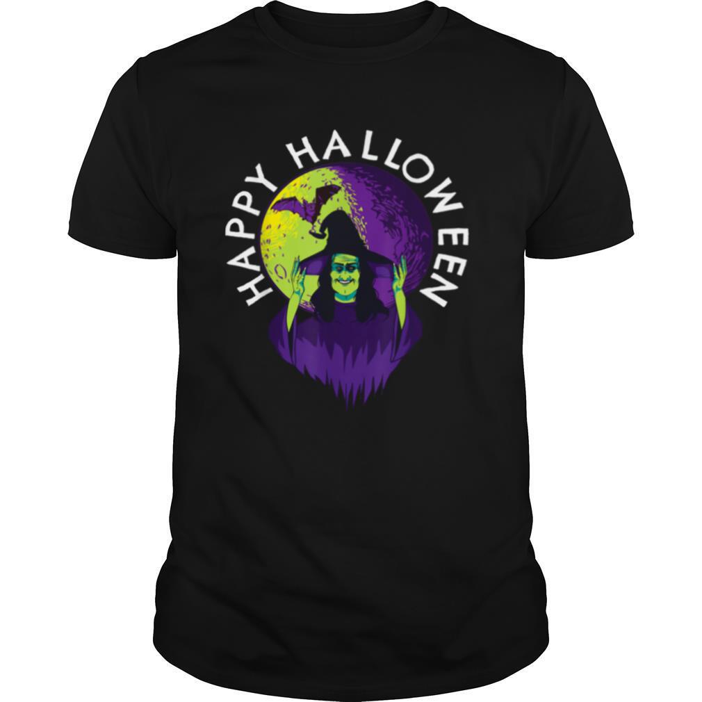 Great Halloween Spooky Witch And Vampire Bat In Full Moon Shirt 