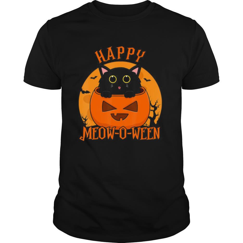 Promotions Happy Meow O Ween Blood Moon Halloween Shirt 