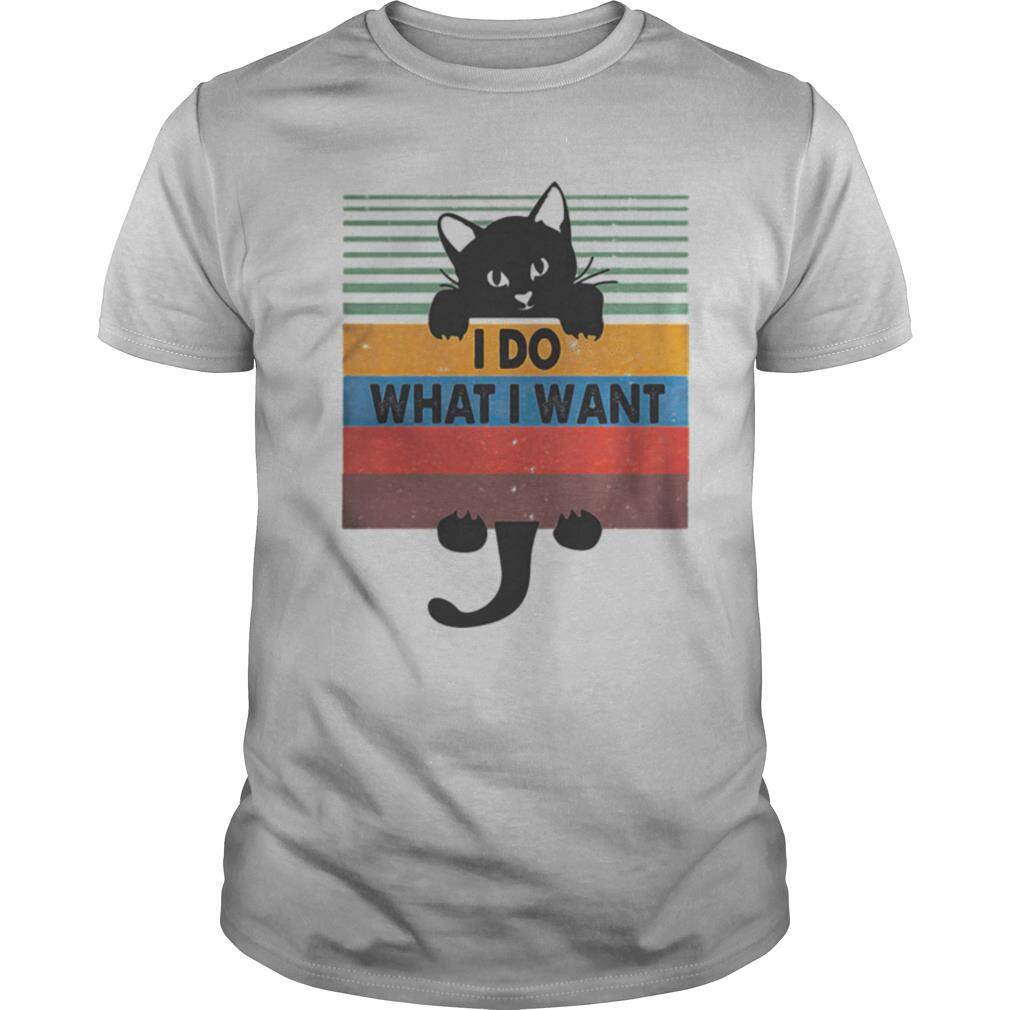 Attractive I Do What I Want Black Cat Vintage Retro Shirt 