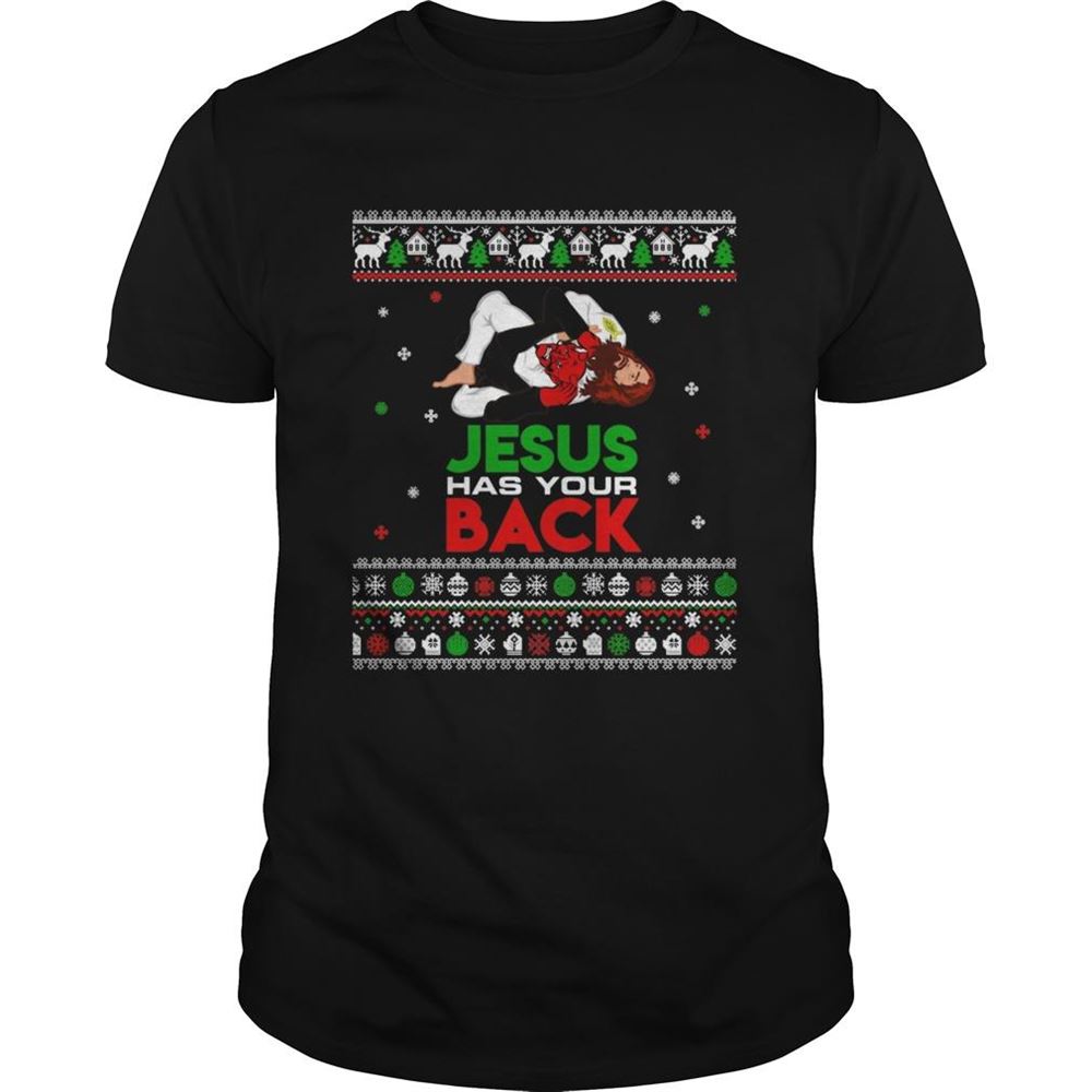 Happy Jesus Has Your Back Ugly Christmas Shirt 