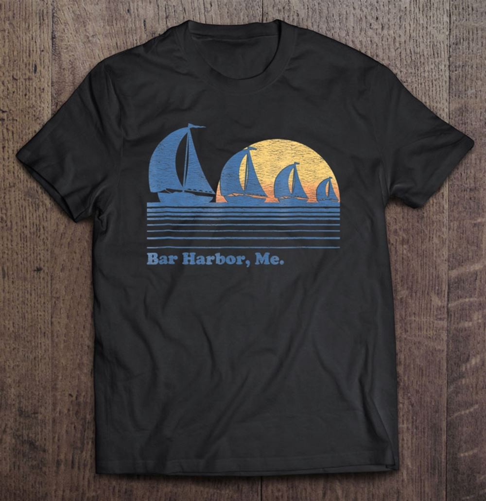 Interesting Bar Harbor Me Sailboat Vintage 80s Sunset Tee 