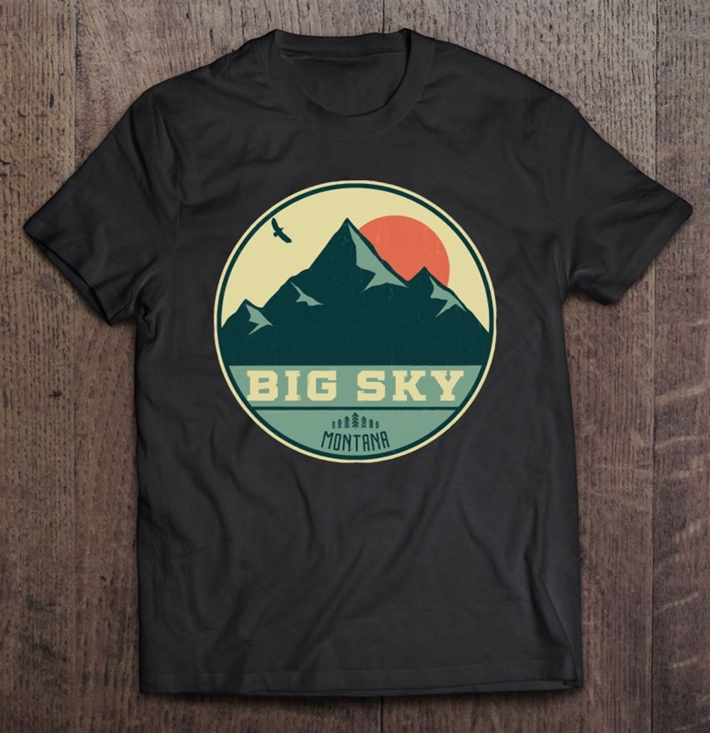 Attractive Big Sky Montana Retro Mountain Badge 