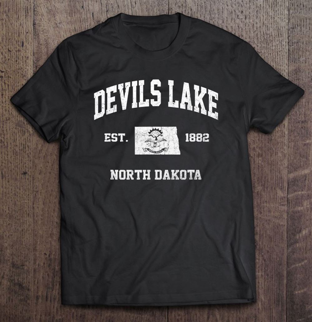 Happy Devils Lake North Dakota Nd Vintage State Athletic Style 
