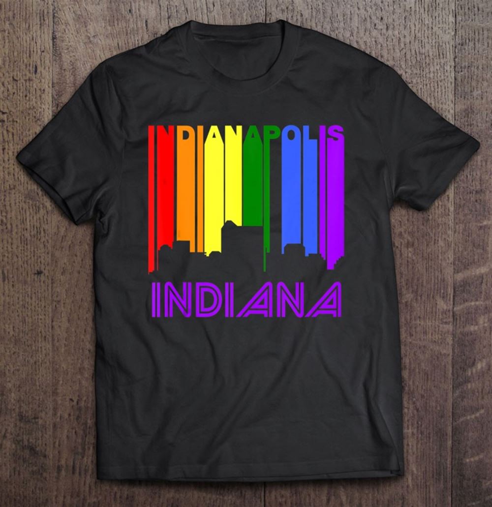 Awesome Indianapolis Indiana Lgbtq Gay Pride Rainbow Skyline Tank Top 