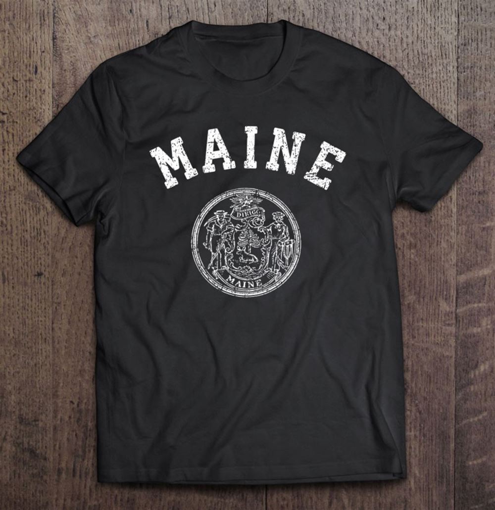 Special Maine Distressed Vintage State Flag Seal 
