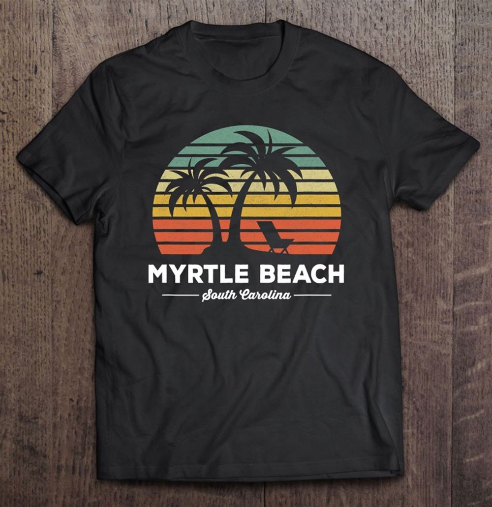 Attractive Myrtle Beach South Carolina Retro Style Sunset Palm Tree 