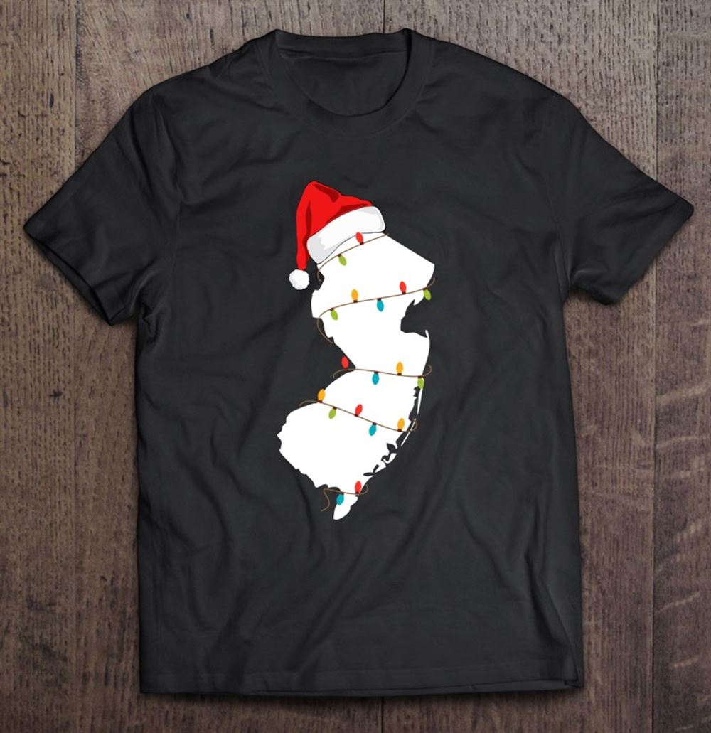 Limited Editon New Jersey Map Christmas With Santa Hat 