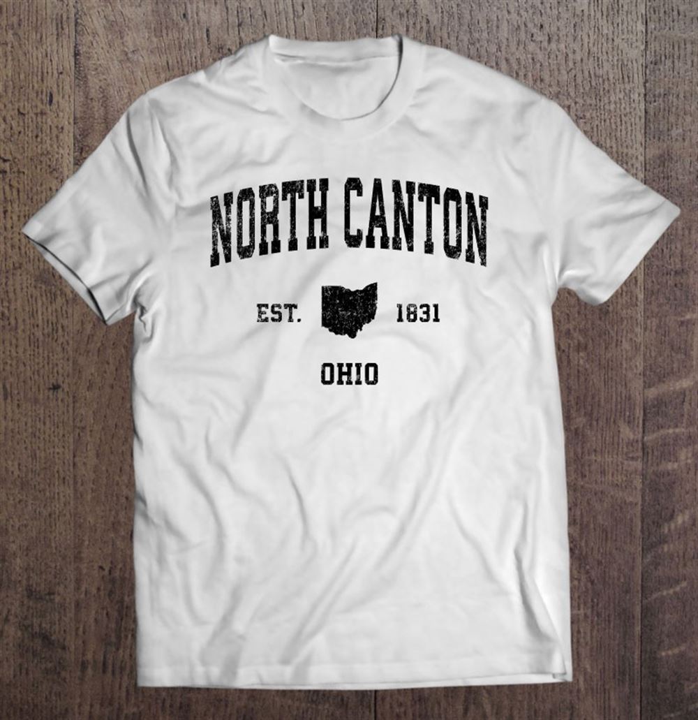 Happy North Canton Ohio Oh Vintage Sports Design Black Print 