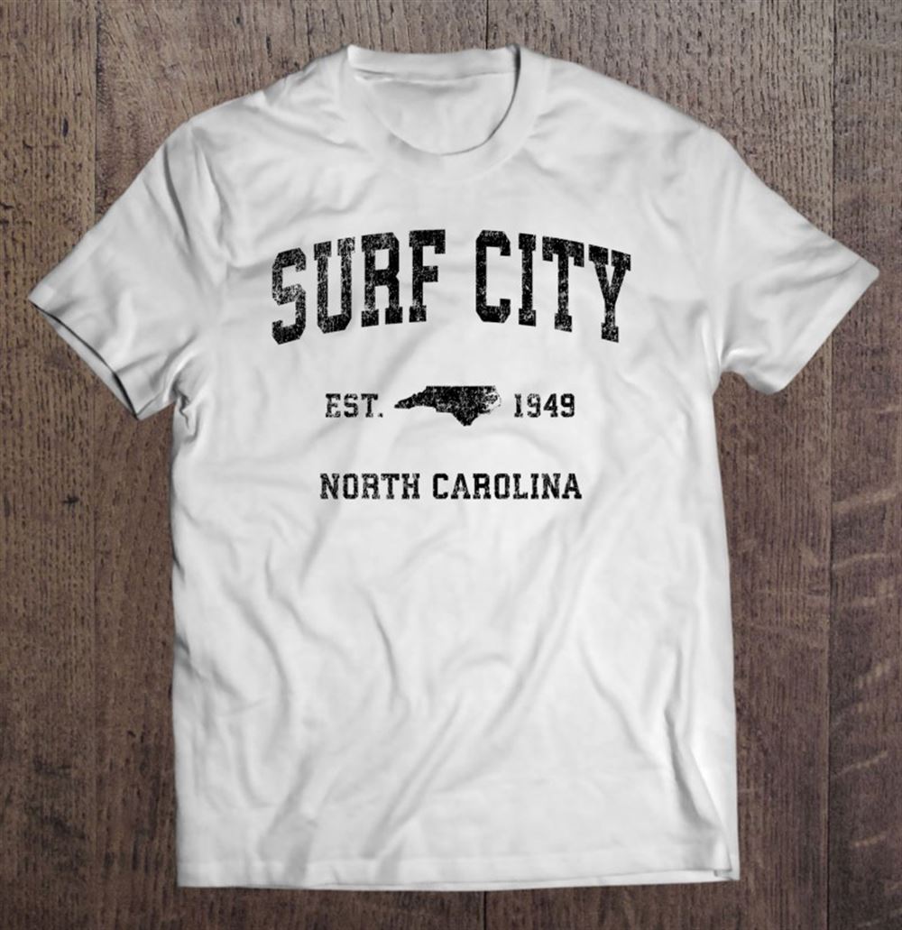 Great Surf City North Carolina Nc Vintage Sports Design Black Print 