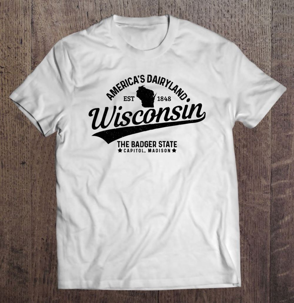 High Quality Wisconsin The Badger State Est 1848 State Map Gift Zip 