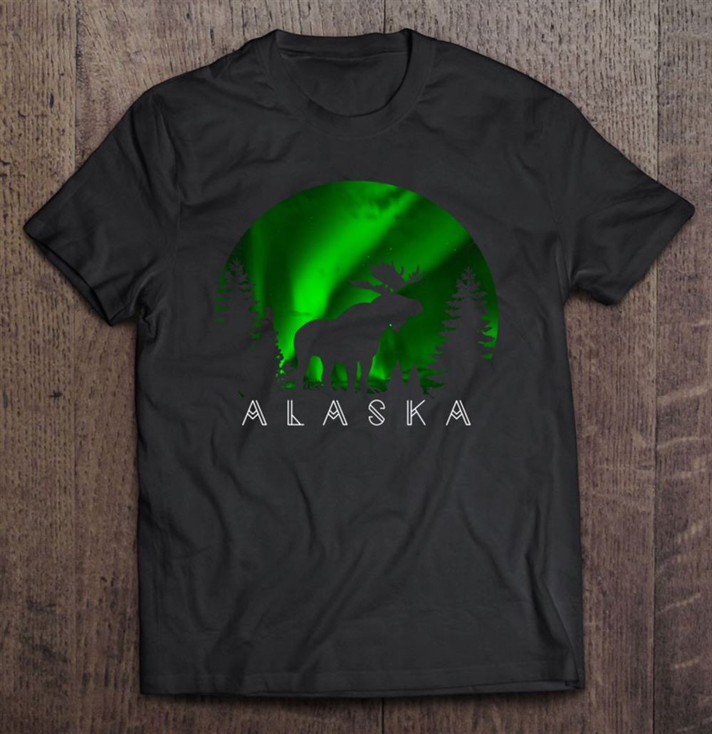 Happy Alaska Moose Aurora Borealis Alaskan Landscape Scene 