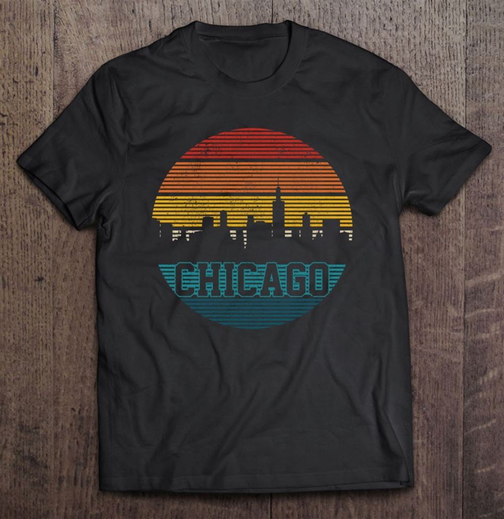 Awesome Chicago Skyline Vintage Retro Illinois Pride Gift Pullover 