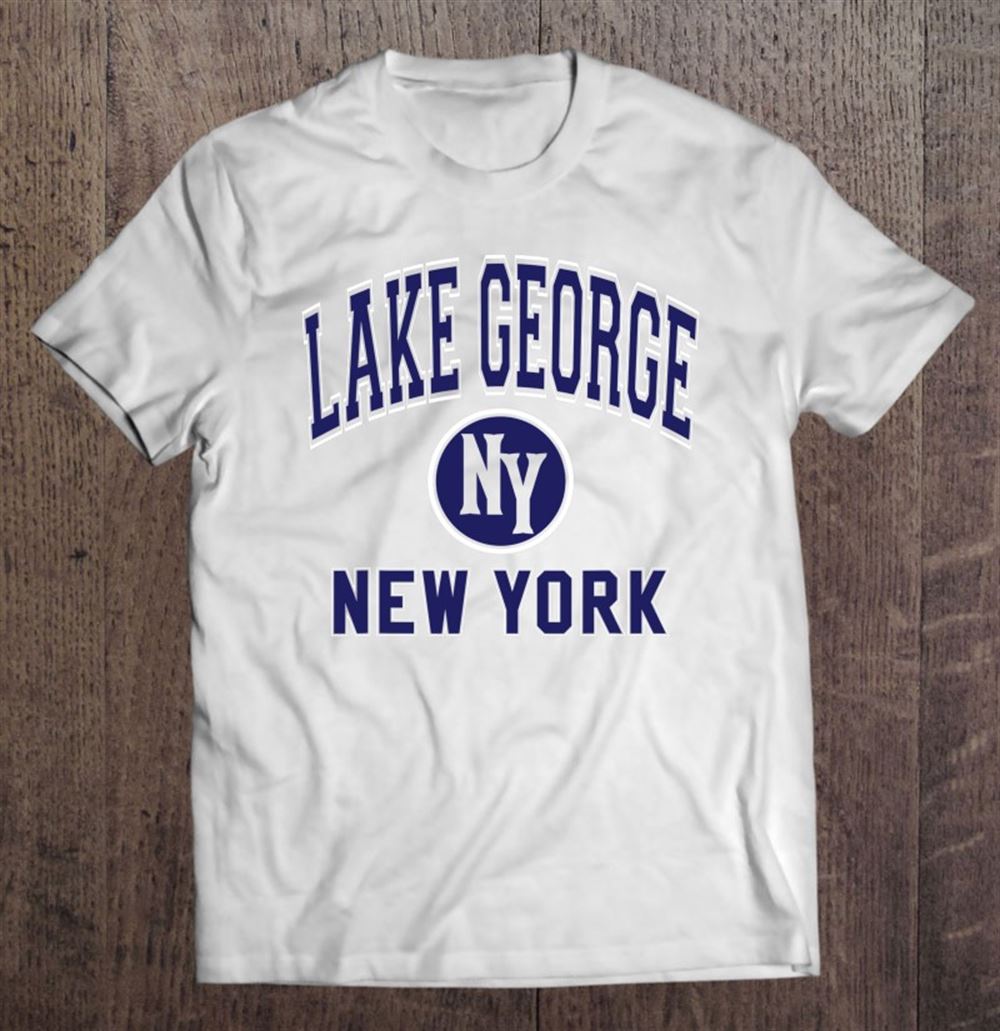Limited Editon Lake George New York Ny Varsity Style Navy Blue Print 