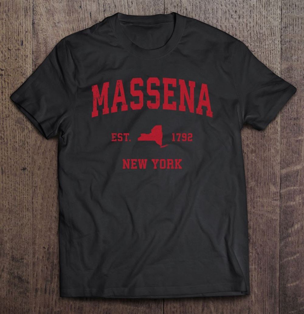 Special Massena New York Ny Vintage Sports Design Red Print Pullover 