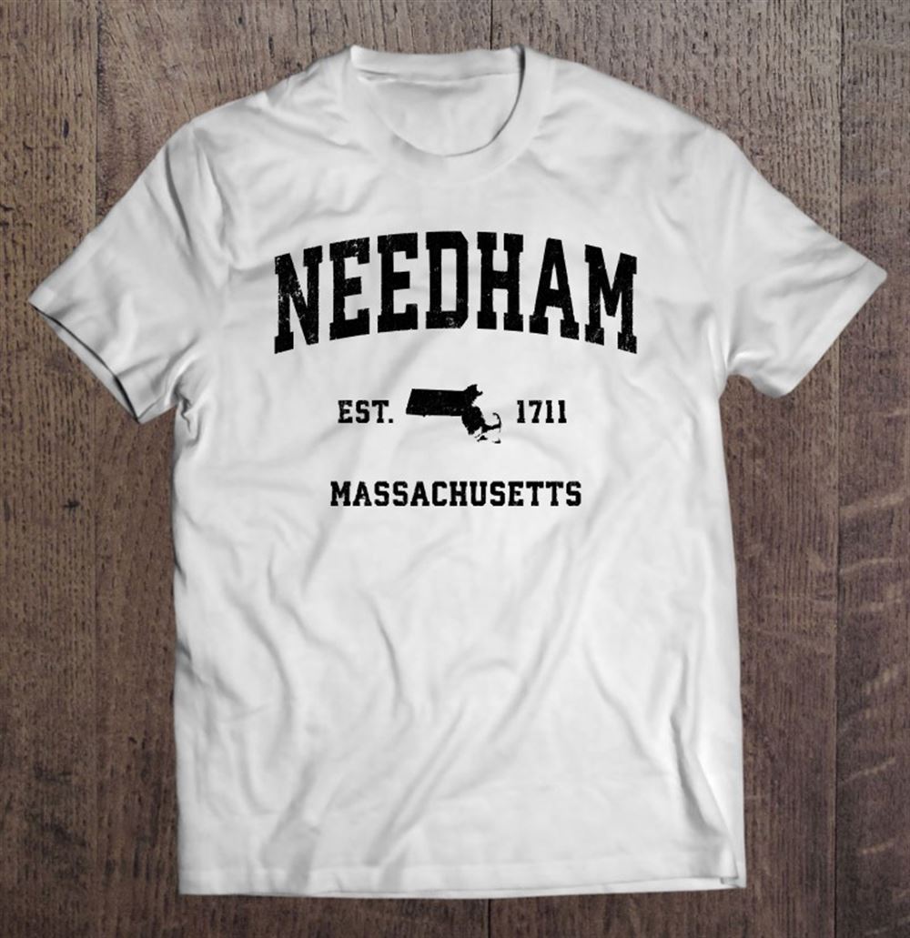 Happy Needham Massachusetts Ma Vintage Sports Design Black Print Pullover 