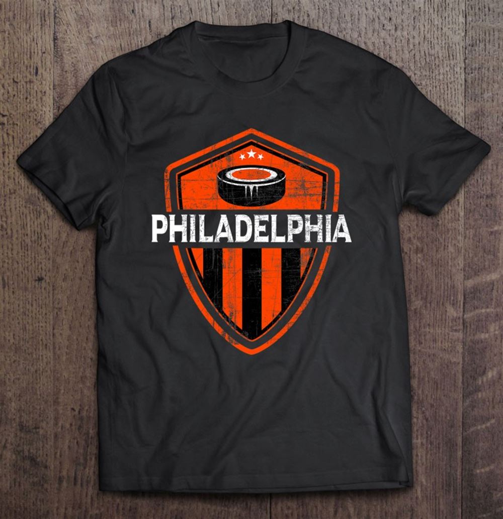 Best Philadelphia Hockey Jersey Puck Badge Distressed 