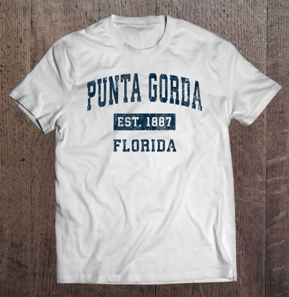 Happy Punta Gorda Florida Fl Vintage Sports Design Navy Print Tank Top 