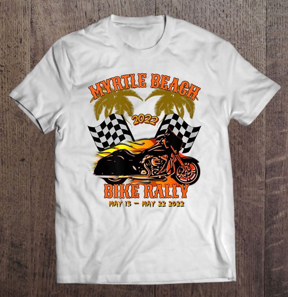 Limited Editon Womens Myrtle Beach Bike Rally 2022 Checkered Flags Art On Back 