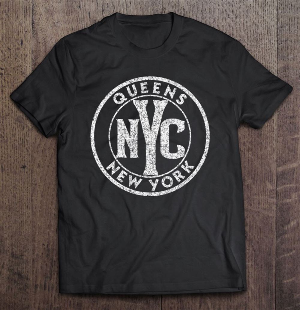 Great Womens Queens Ny New York Vintage Sign Distressed White Print V-neck 