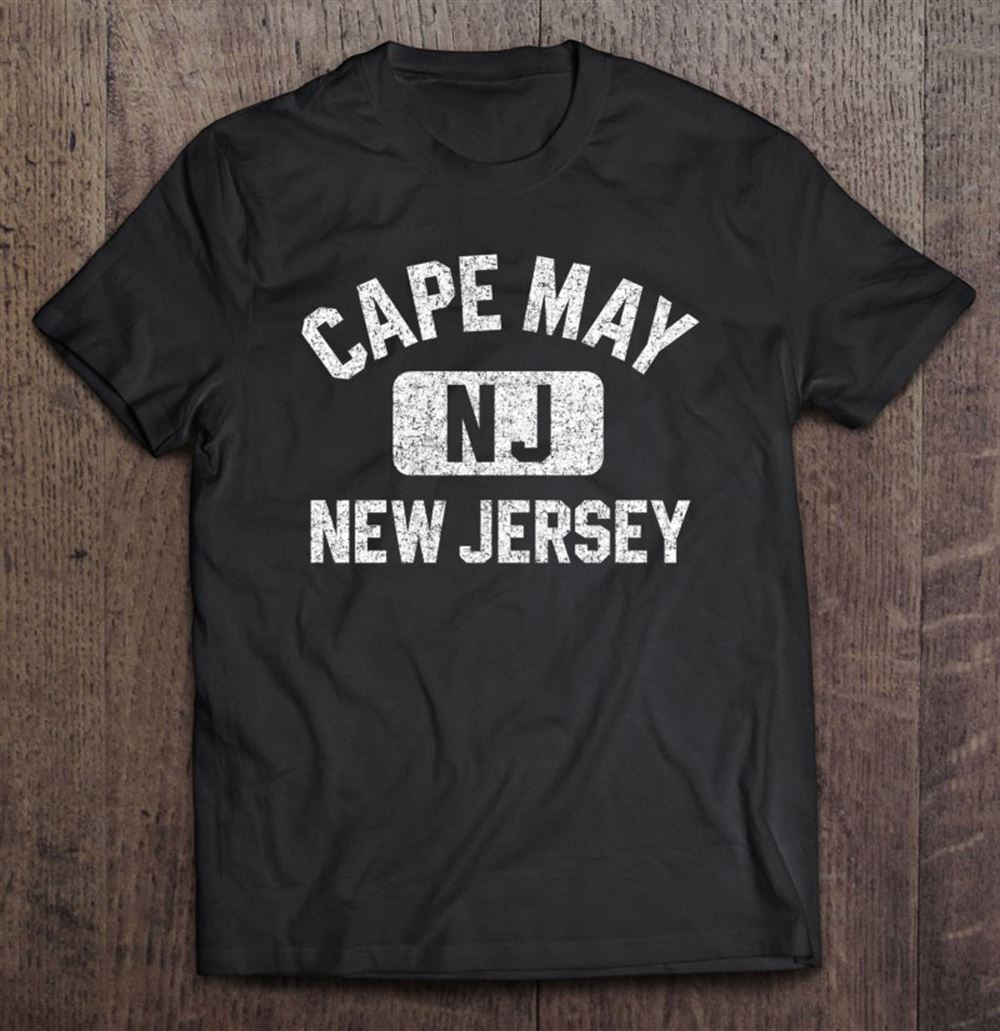 Best Cape May Nj New Jersey Gym Style Distressed White Print 