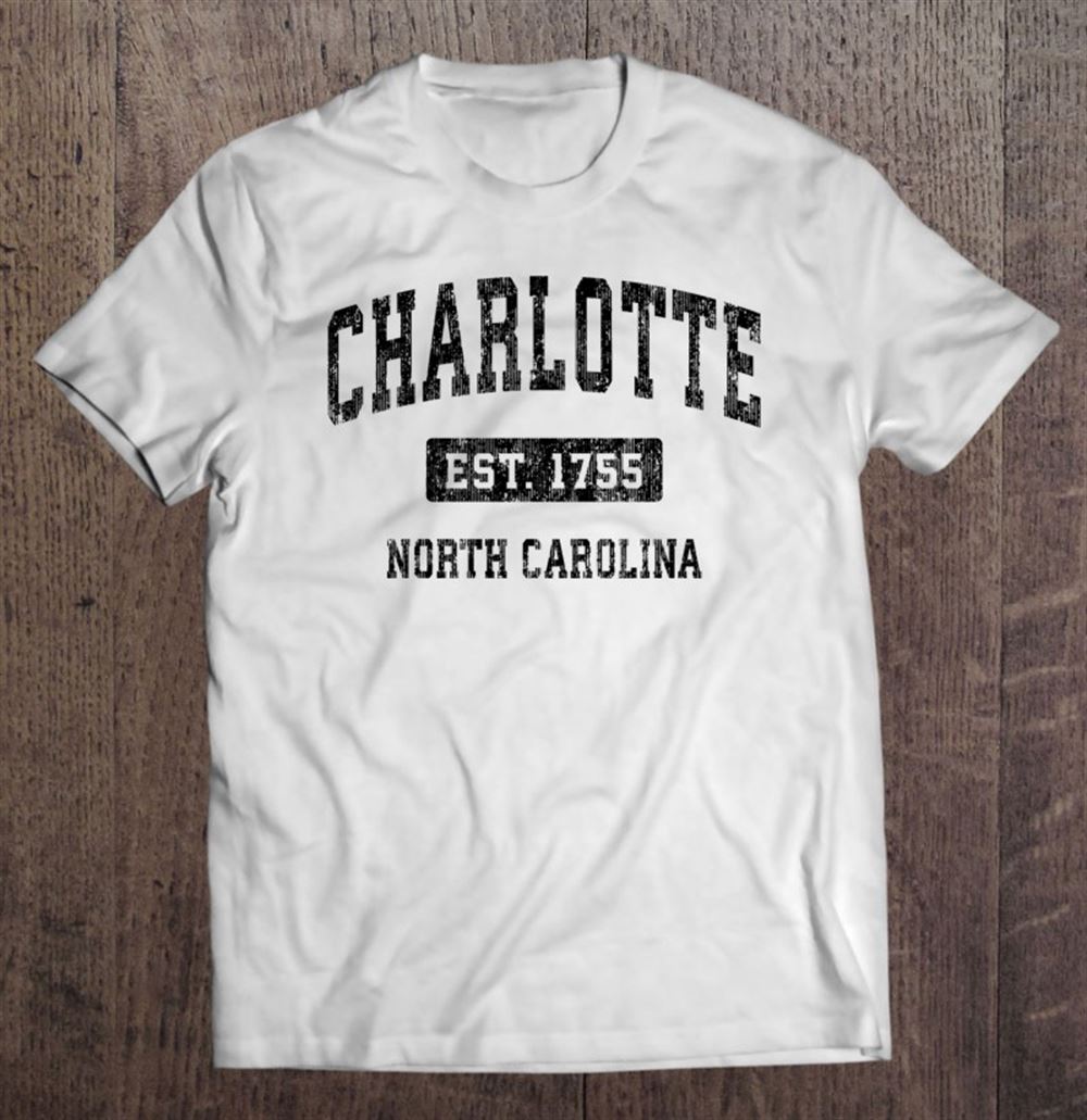 Attractive Charlotte North Carolina Nc Vintage Sports Design Black Desi 