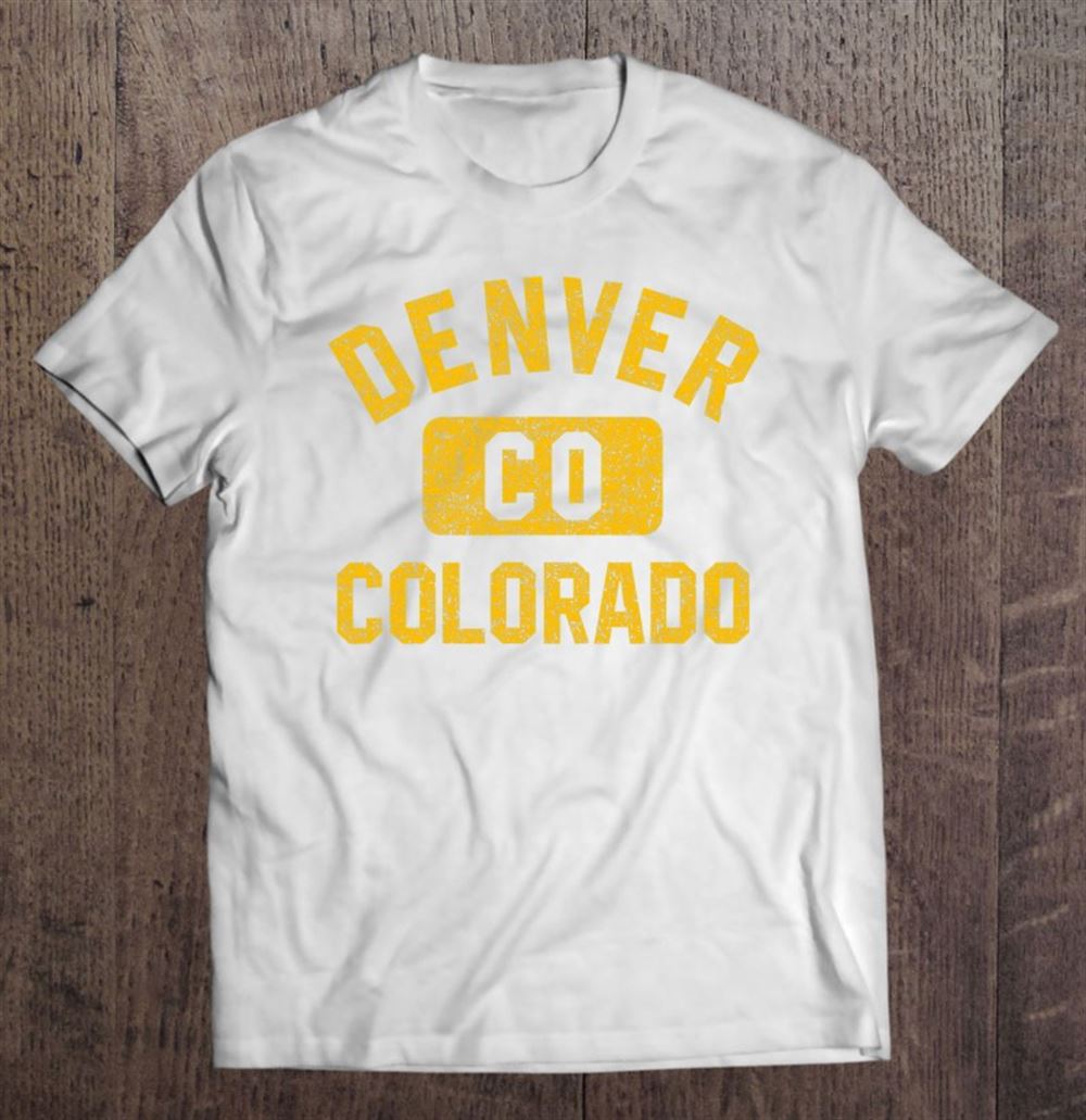 Special Denver Co Colorado Gym Style Distressed Amber Print 