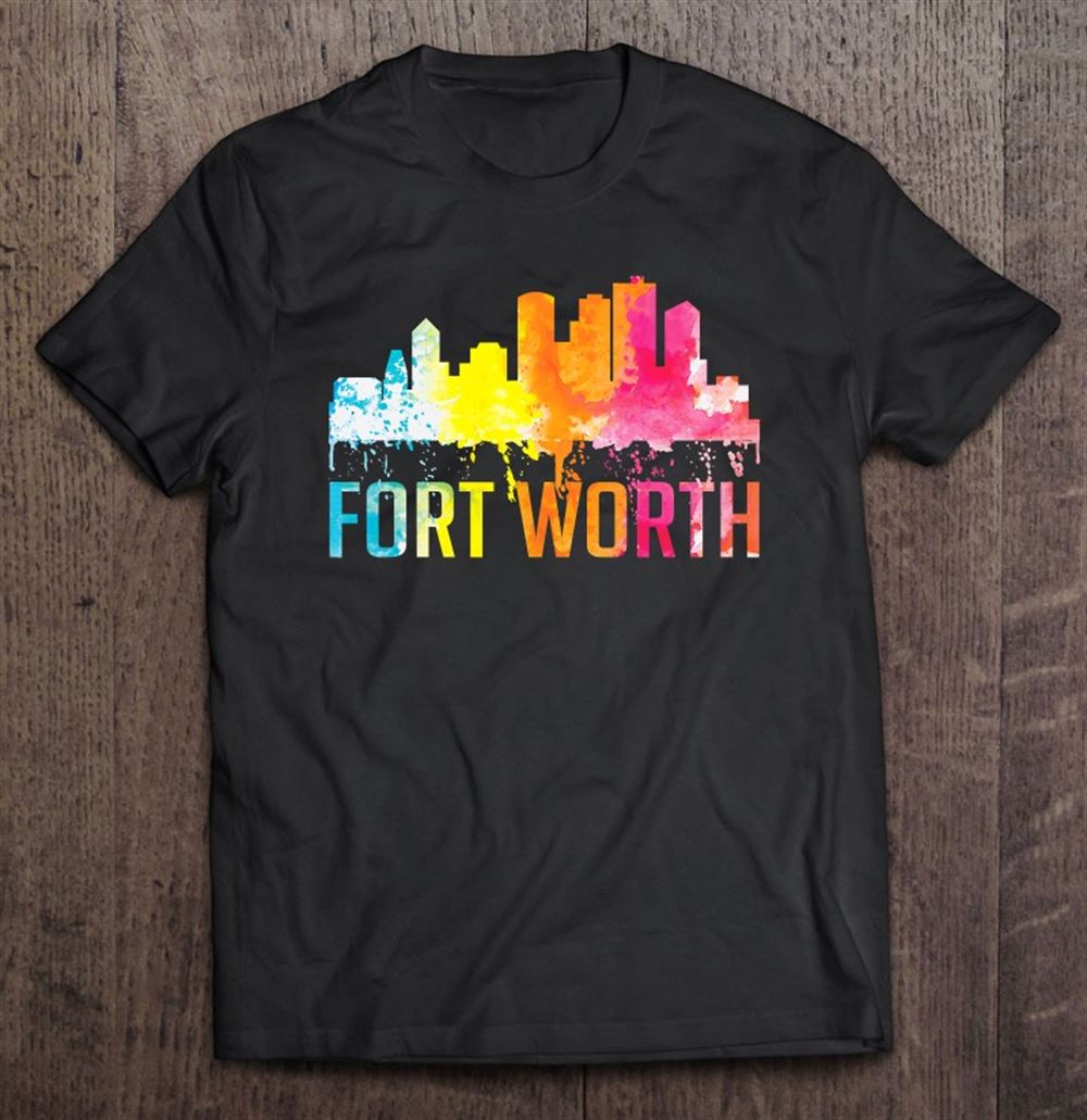 Best Fort Worth Texas Retro Watercolor Skyline Art Souvenir Gift 