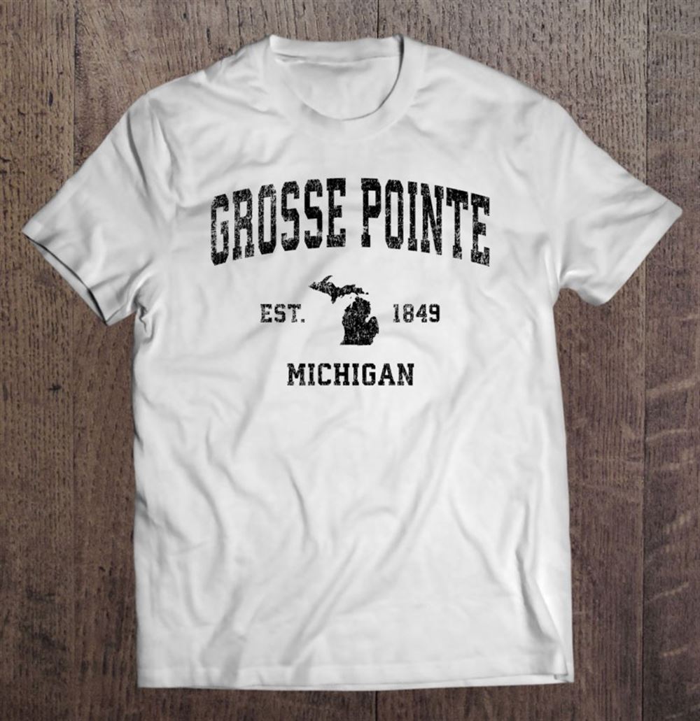Gifts Grosse Pointe Michigan Mi Vintage Sports Design Black Print 
