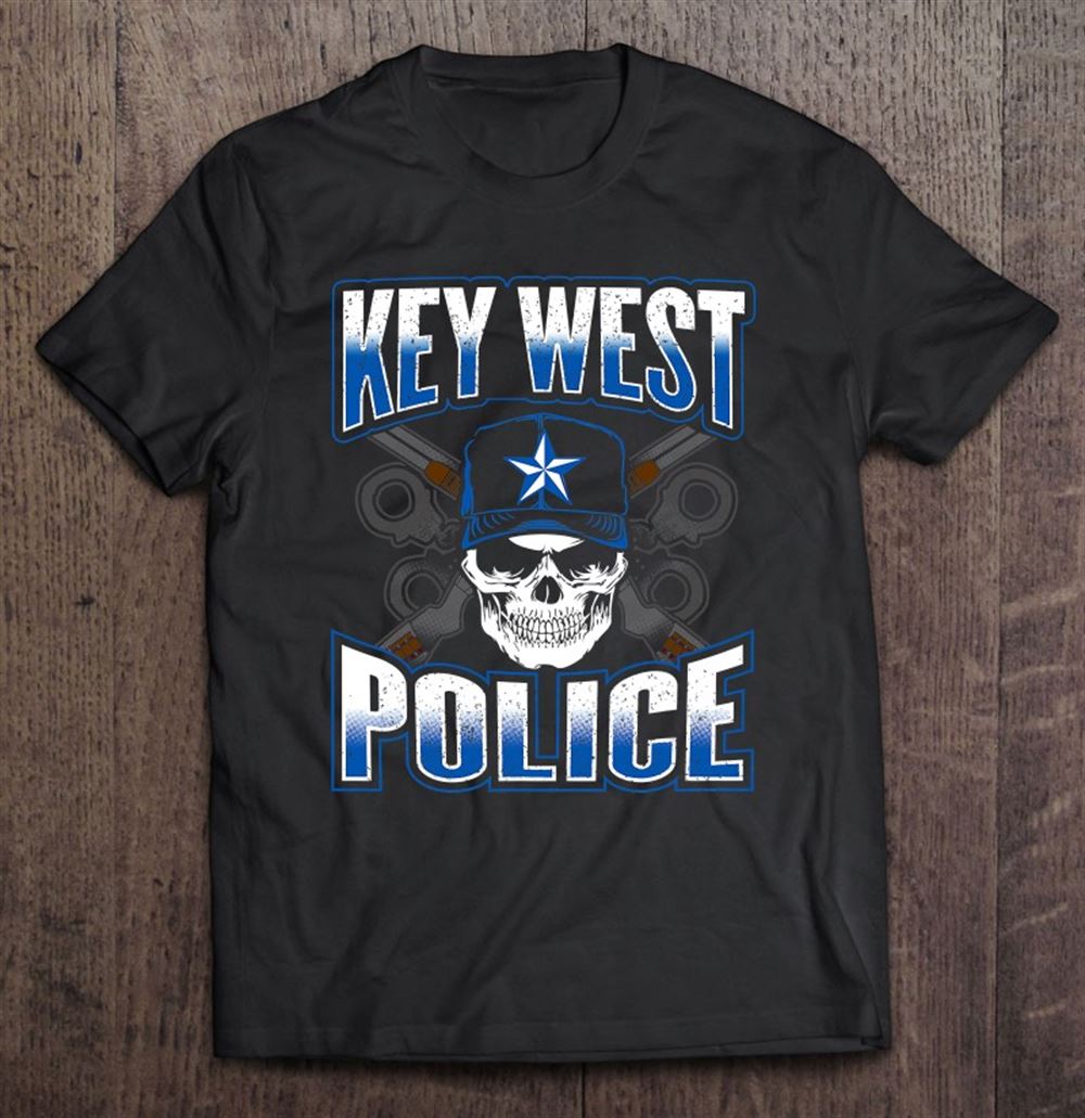 High Quality Key West Police Department Graphic Art Skull Guns Thin Blue 