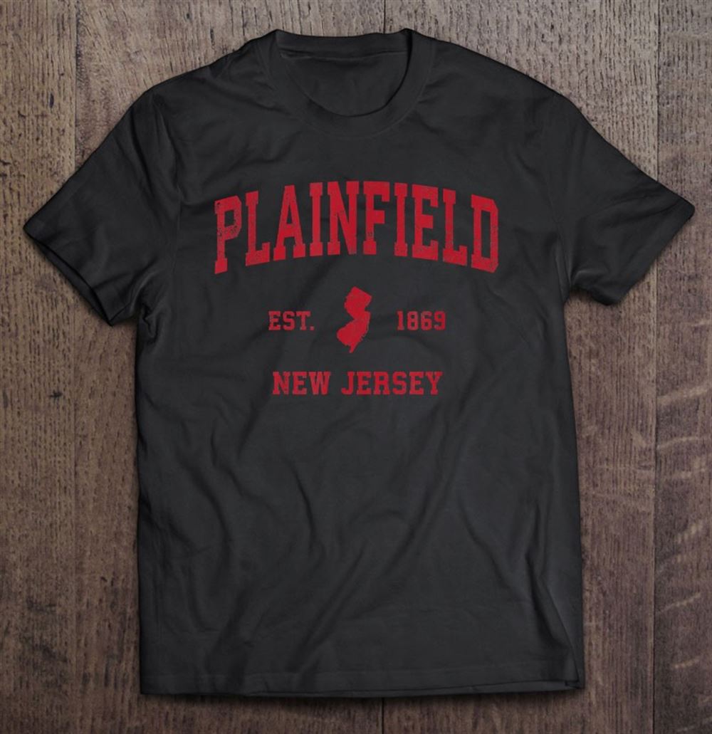 Interesting Plainfield New Jersey Nj Vintage Sports Design Red Print 