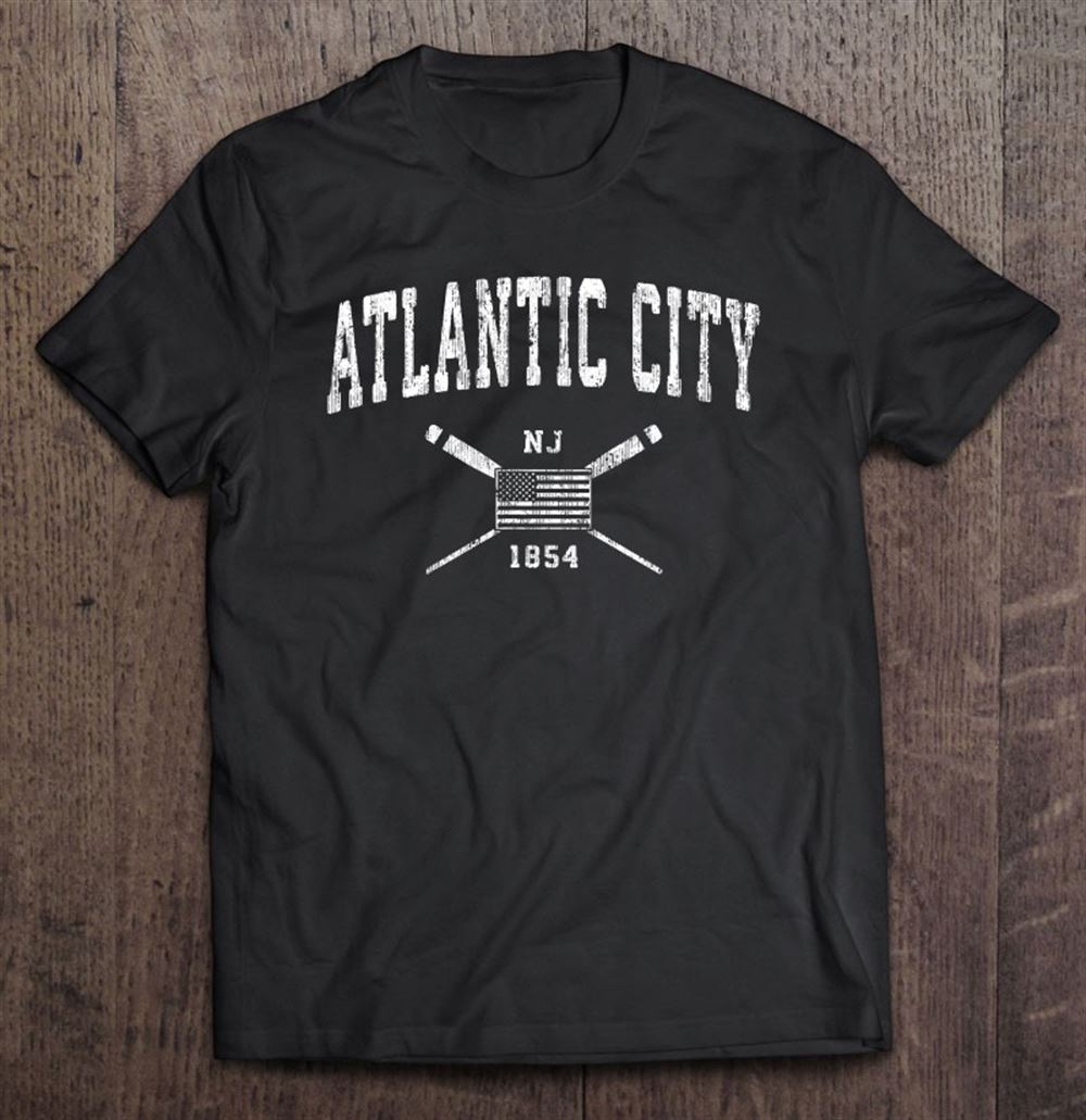 Interesting Atlantic City Nj Nautical Vintage Us Flag Tee 