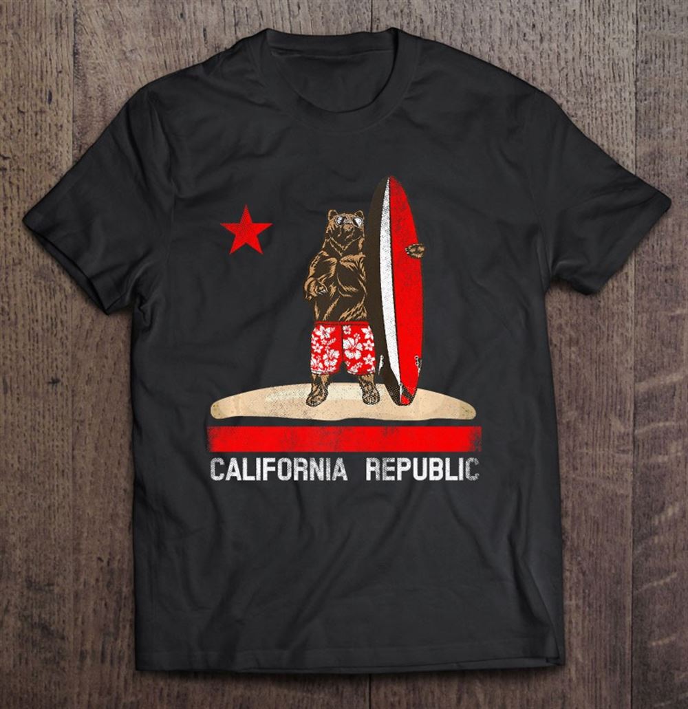 Gifts California Republic State Surfer Bear Surfing Cali Beach Tee Premium 