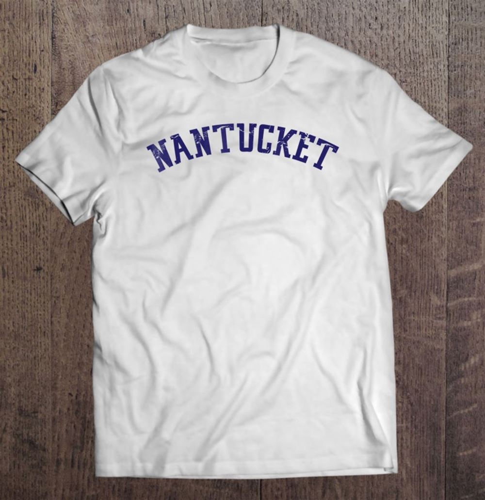 Awesome Classic Nantucket Tee With Distressed Lettering Across Chest 