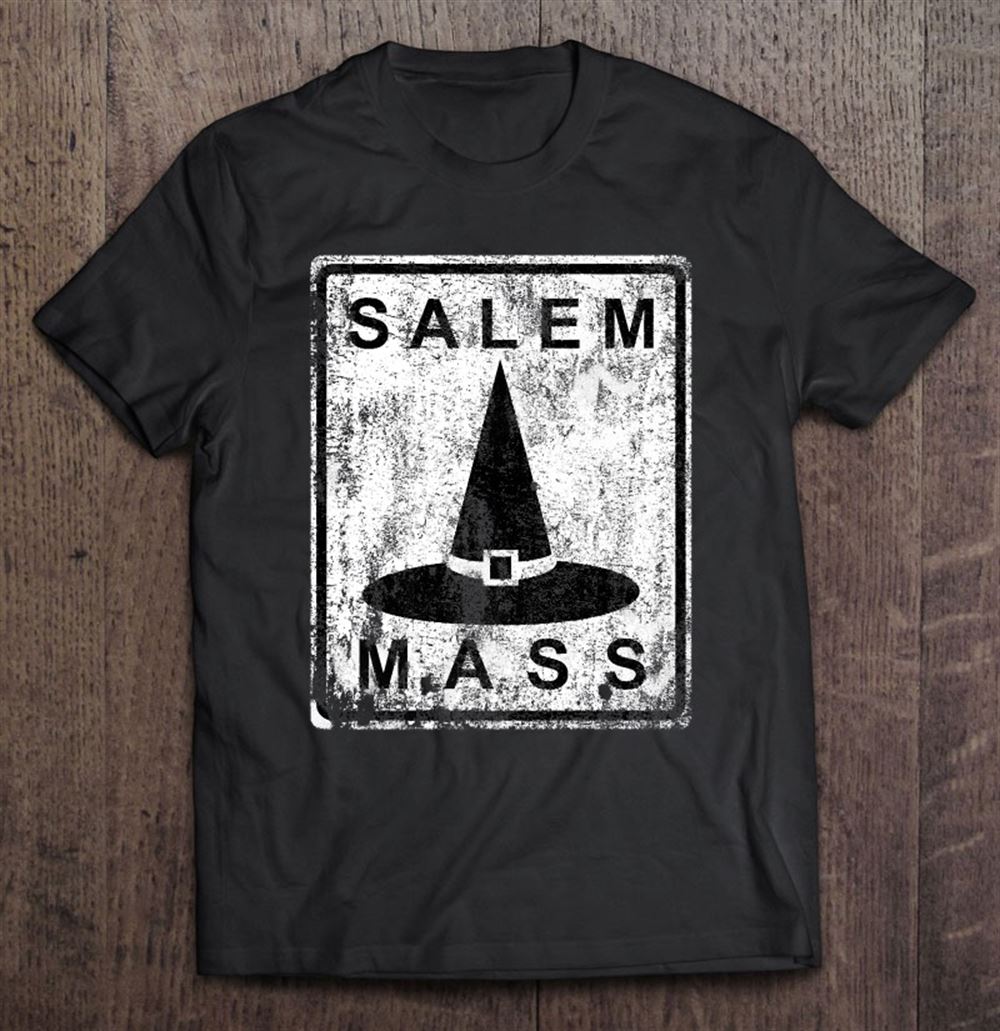 Limited Editon Distressed Salem Mass Black Witch Hat Massachusetts Sign Premium 