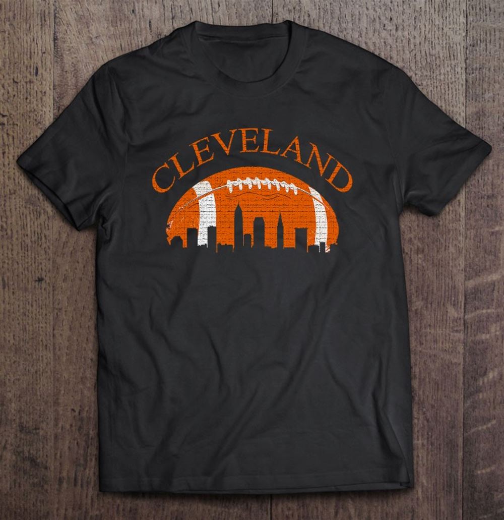 Attractive Downtown Cleveland City Skyline Football Vintage Fan Tee 