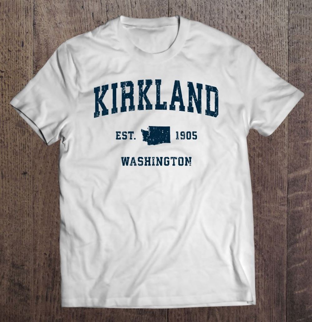 Happy Kirkland Washington Wa Vintage Sports Design Navy Print Pullover 